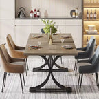 Table à manger rectangulaire moderne de 160 cm — Plateau en MDF gris, pieds en métal noir, 4 à 6 places
