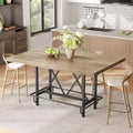Lantine 63-Inch Industrial Bar Table with Metal Footrest, Counter Height Pub Table for Kitchen, Home Bar & Entertaining (Rustic Gray)