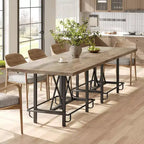 Table de bar industrielle de 160 cm de hauteur de comptoir avec repose-pieds en métal — Gris rustique, pour 4 à 6 personnes
