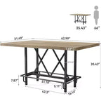 Table de bar industrielle de 160 cm de hauteur de comptoir avec repose-pieds en métal — Gris rustique, pour 4 à 6 personnes