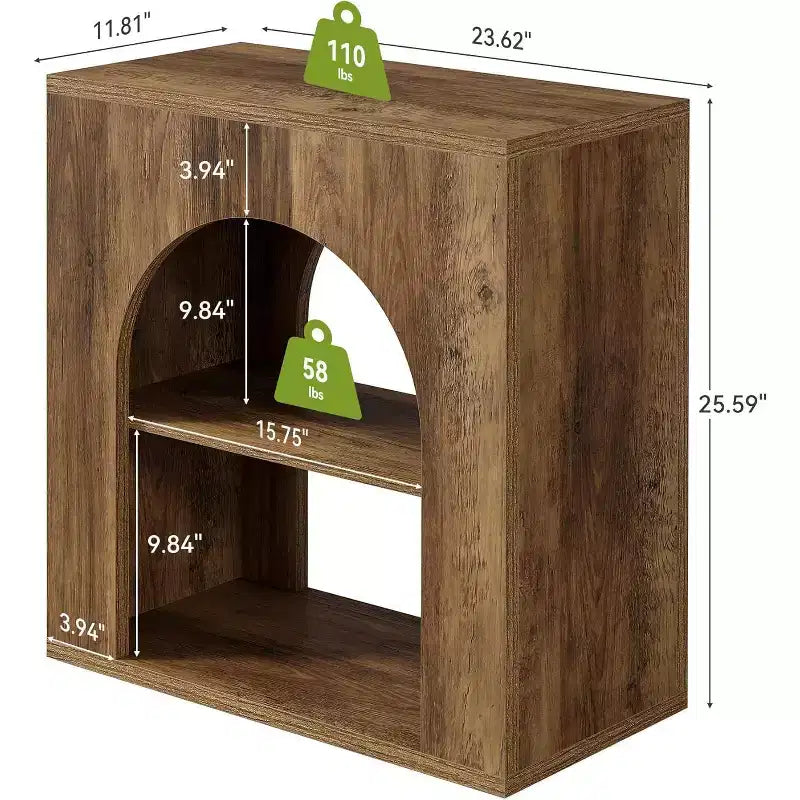 Table d'appoint à 3 niveaux — Table d'appoint en bois avec étagères de rangement ouvertes, montage facile