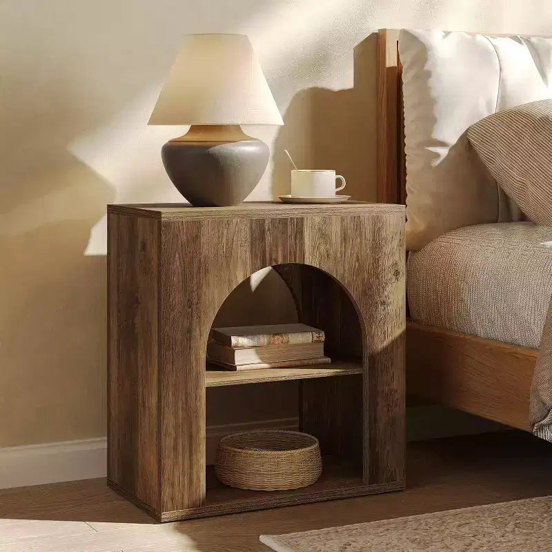 Table d'appoint à 3 niveaux — Table d'appoint en bois avec étagères de rangement ouvertes, montage facile