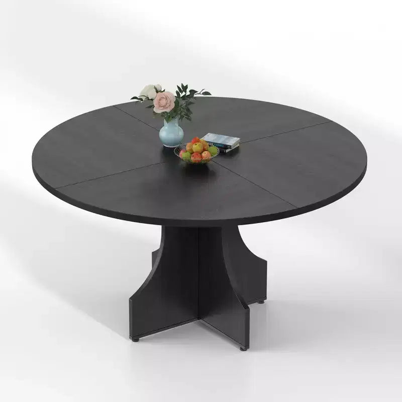 Table à manger ronde de 119,38 cm de style Ferme pour 4 à 6 personnes, Table de cuisine ronde en bois, Meuble de coin repas rustique circulaire pour appartement ou salle à manger
