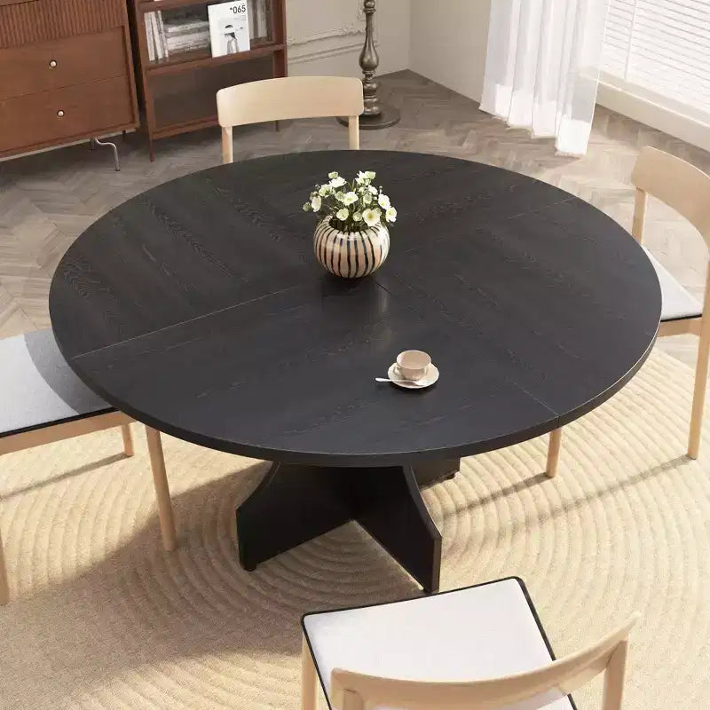 Table à manger ronde de 119,38 cm de style Ferme pour 4 à 6 personnes, Table de cuisine ronde en bois, Meuble de coin repas rustique circulaire pour appartement ou salle à manger