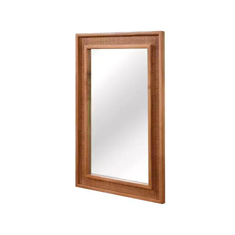 Miroir mural en rotin style ferme 20"x30" — Cadre en bois massif, verre trempé, pour coiffeuse et décoration