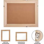 Miroir mural en rotin style ferme 20"x30" — Cadre en bois massif, verre trempé, pour coiffeuse et décoration