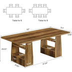Table de conférence rectangulaire Lantine de 160 cm avec 4 étagères, grande table de réunion de bureau robuste pour 6 à 8 personnes, marron.