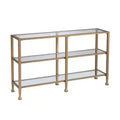 HomeRoots 49 Clear and Gold Glass Floor Shelf Console Table With Storage