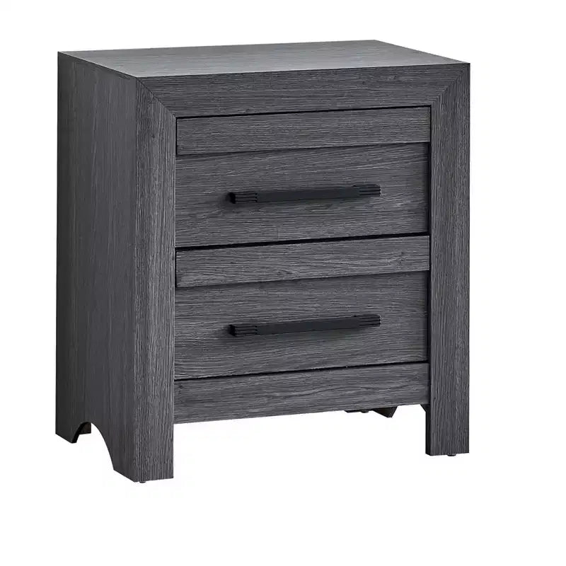 Table de chevet rustique grise à 2 tiroirs – Structure en bois de 24 po de largeur, aucun assemblage requis