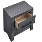 Table de chevet rustique grise à 2 tiroirs – Structure en bois de 24 po de largeur, aucun assemblage requis