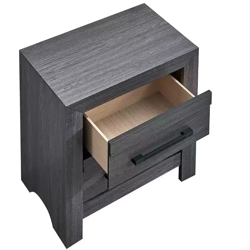 Table de chevet rustique grise à 2 tiroirs – Structure en bois de 24 po de largeur, aucun assemblage requis