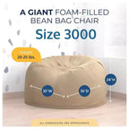 Pouf géant d'intérieur 91 cm – 100 % mousse de polyuréthane, fourrure de chameau
