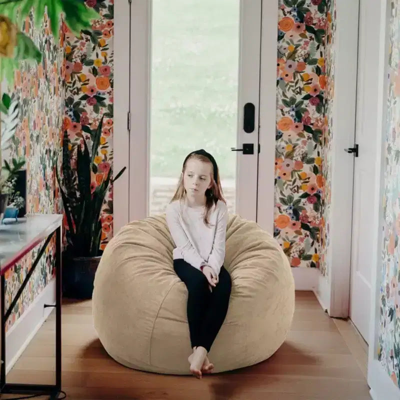 Pouf géant d'intérieur 91 cm – 100 % mousse de polyuréthane, fourrure de chameau