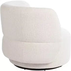 Fauteuil pivotant occasionnel en tissu bouclé blanc cassé de 36 po – Sans accoudoirs, dossier fixe
