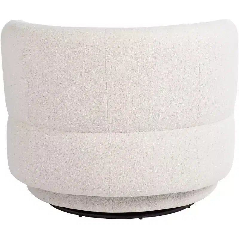 Fauteuil pivotant occasionnel en tissu bouclé blanc cassé de 36 po – Sans accoudoirs, dossier fixe