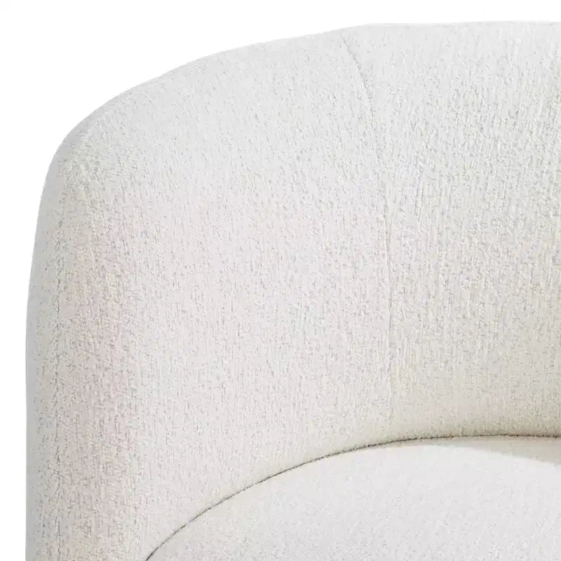 Fauteuil pivotant occasionnel en tissu bouclé blanc cassé de 36 po – Sans accoudoirs, dossier fixe