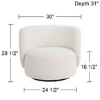 Fauteuil pivotant occasionnel en tissu bouclé blanc cassé de 36 po – Sans accoudoirs, dossier fixe