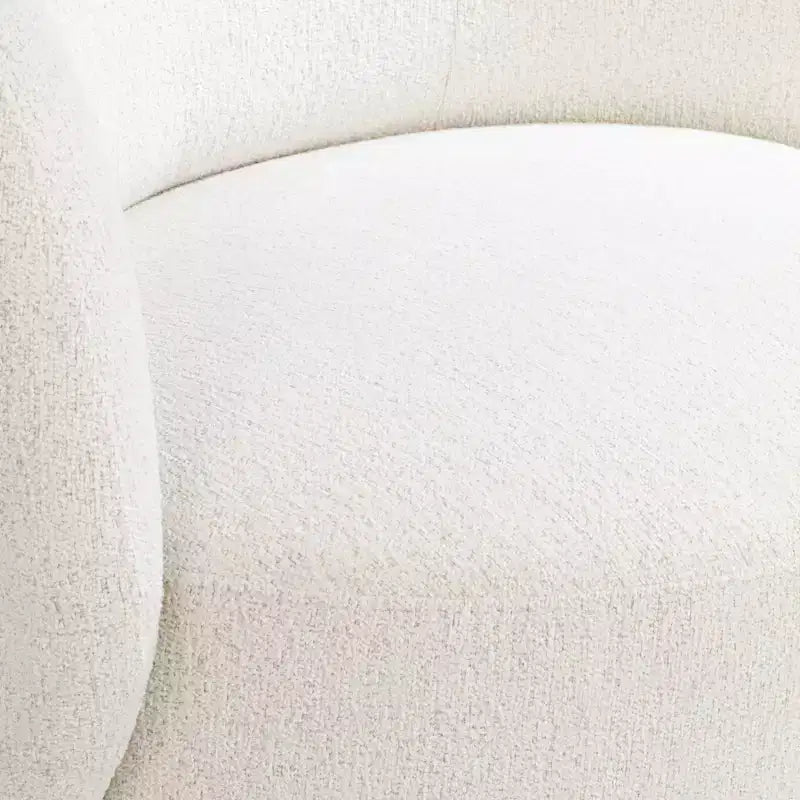 Fauteuil pivotant occasionnel en tissu bouclé blanc cassé de 36 po – Sans accoudoirs, dossier fixe