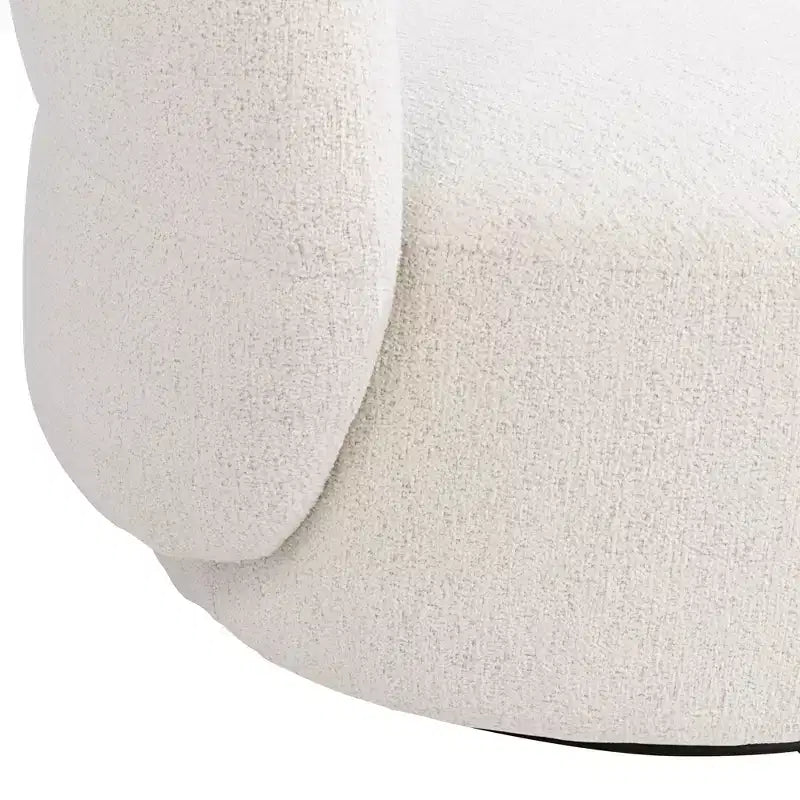 Fauteuil pivotant occasionnel en tissu bouclé blanc cassé de 36 po – Sans accoudoirs, dossier fixe