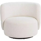Fauteuil pivotant occasionnel en tissu bouclé blanc cassé de 36 po – Sans accoudoirs, dossier fixe