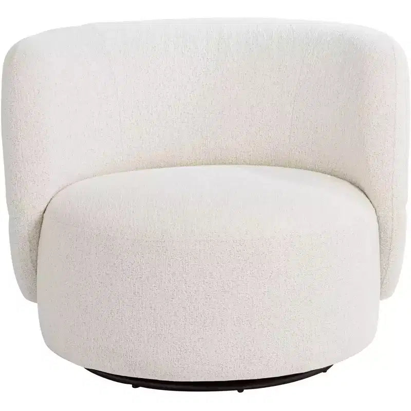 Fauteuil pivotant occasionnel en tissu bouclé blanc cassé de 36 po – Sans accoudoirs, dossier fixe