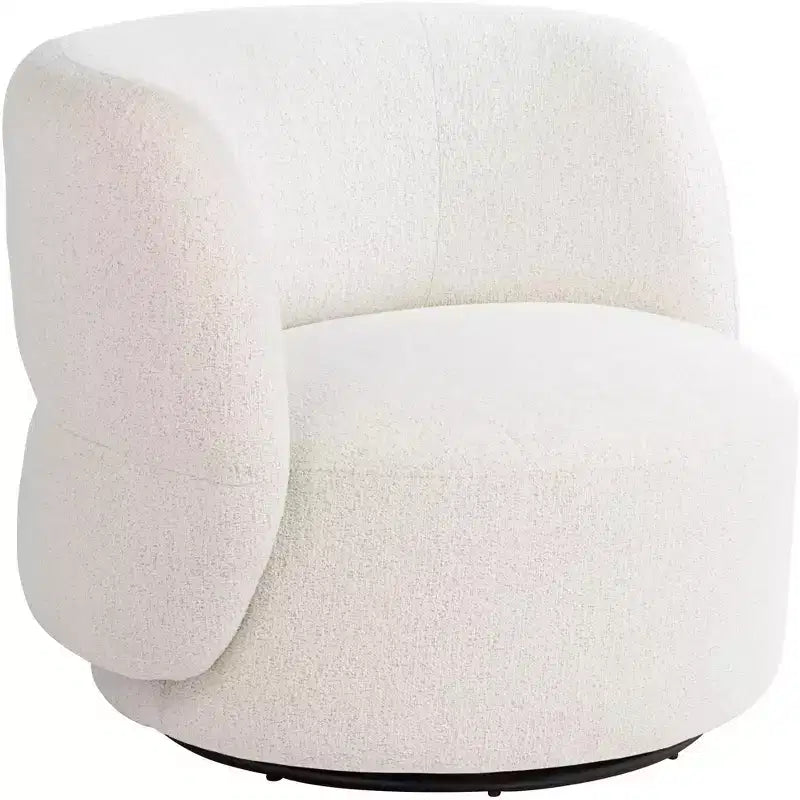 Fauteuil pivotant occasionnel en tissu bouclé blanc cassé de 36 po – Sans accoudoirs, dossier fixe