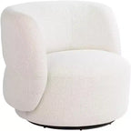 Fauteuil pivotant occasionnel en tissu bouclé blanc cassé de 36 po – Sans accoudoirs, dossier fixe