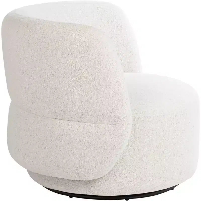 Fauteuil pivotant occasionnel en tissu bouclé blanc cassé de 36 po – Sans accoudoirs, dossier fixe