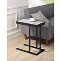 Table d'appoint en C réglable en hauteur avec rangement dissimulé — Structure en acier, noir/gris