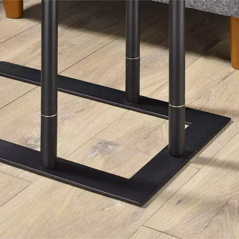 Table d'appoint en C réglable en hauteur avec rangement dissimulé — Structure en acier, noir/gris