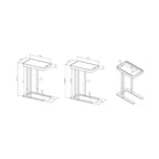 Table d'appoint en C réglable en hauteur avec rangement dissimulé — Structure en acier, noir/gris