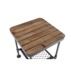 Table d'appoint industrielle Newport — Cadre en métal gris et plateau en bois de sapin naturel, 58,4 cm H
