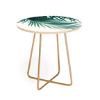 Round Anita's & Bella's Artwork Palm Leaves Side Table with Gold Steel Legs - Deny Designs