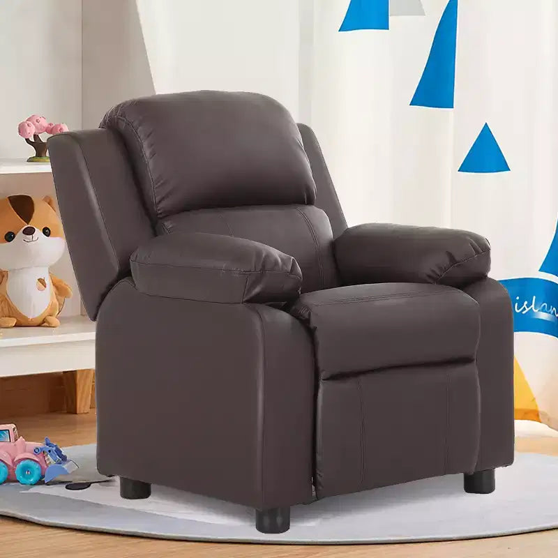 Fauteuil inclinable pour enfants avec rangement — Cuir PU, réglable, 2-11 ans, marron