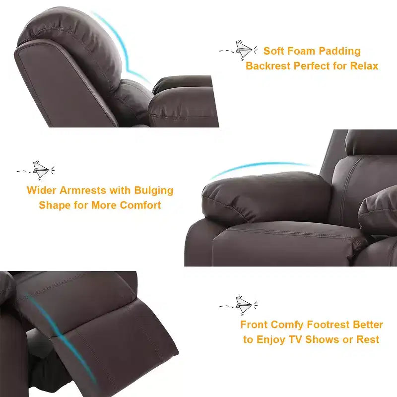 Fauteuil inclinable pour enfants avec rangement — Cuir PU, réglable, 2-11 ans, marron