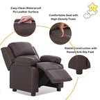Fauteuil inclinable pour enfants avec rangement — Cuir PU, réglable, 2-11 ans, marron