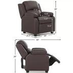 Fauteuil inclinable pour enfants avec rangement — Cuir PU, réglable, 2-11 ans, marron