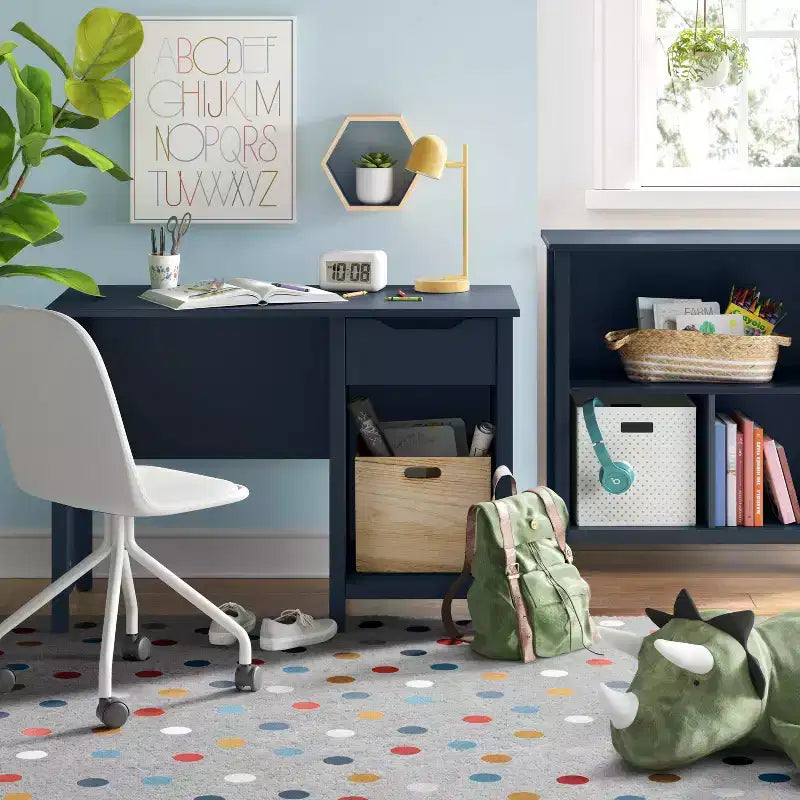 Bureau d'étude rectangulaire pour enfants avec tiroir et étagère ouverte — 13 ans et plus, 105,9 cm L