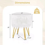 Tabouret de maquillage en fausse fourrure – Siège rond rembourré en fourrure, capacité de 150 kg, rose/blanc