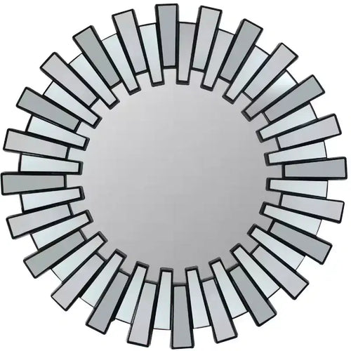 Northlight 25.5 Round Matte Black Aztec Sunburst Wall Mirror