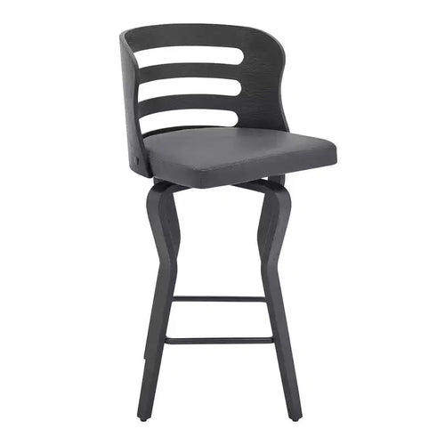 26 Verne Counter Stool with Faux Leather and Wood Finish - Armen Living