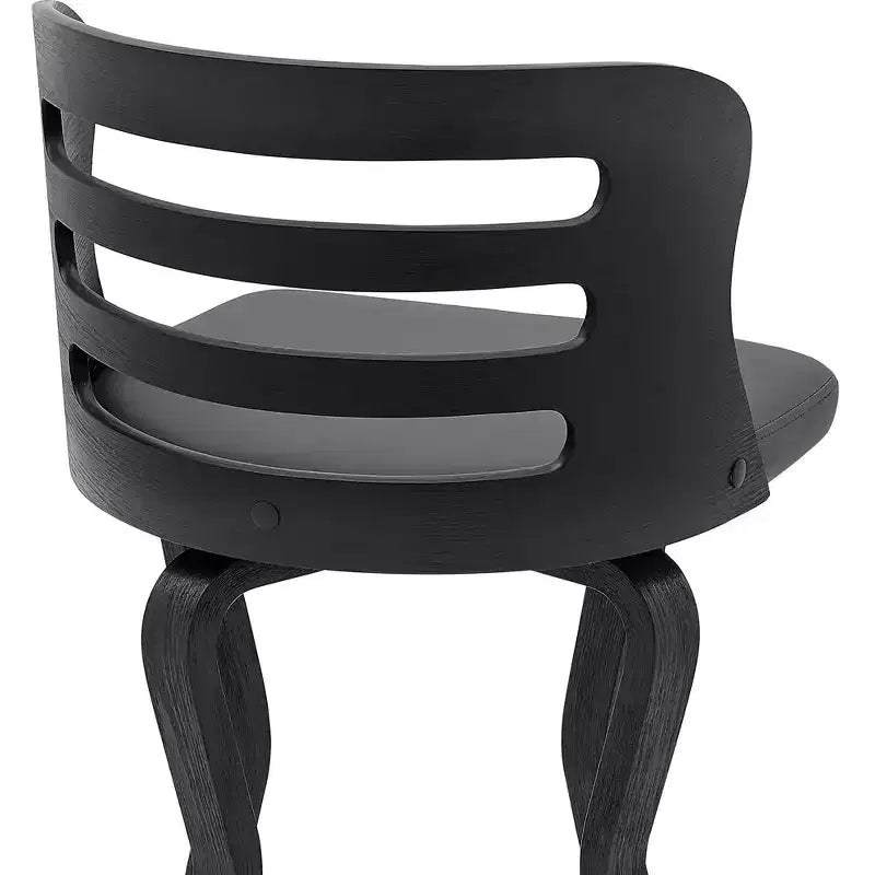 Tabouret de comptoir 26" avec assise en similicuir et cadre en bois – Hauteur fixe, dossier bas