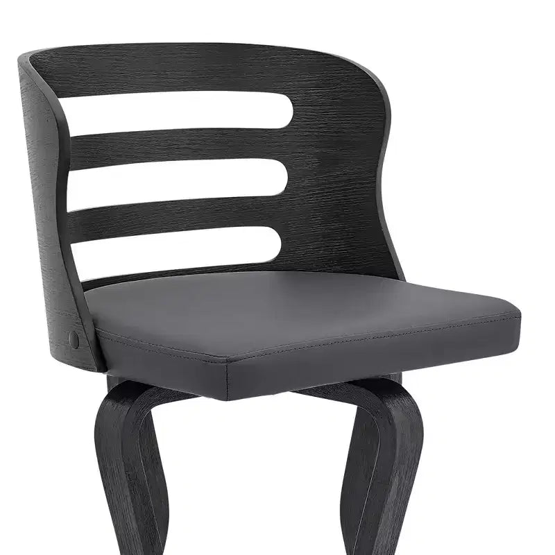 Tabouret de comptoir 26" avec assise en similicuir et cadre en bois – Hauteur fixe, dossier bas