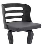 Tabouret de comptoir 26" avec assise en similicuir et cadre en bois – Hauteur fixe, dossier bas