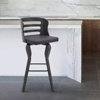 Tabouret de comptoir 26" avec assise en similicuir et cadre en bois – Hauteur fixe, dossier bas