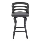Tabouret de comptoir 26" avec assise en similicuir et cadre en bois – Hauteur fixe, dossier bas