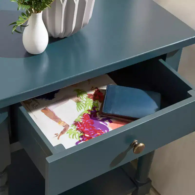 Table de chevet avec tiroir de rangement et étagère ouverte – Quincaillerie en alliage de zinc ultra-brillant