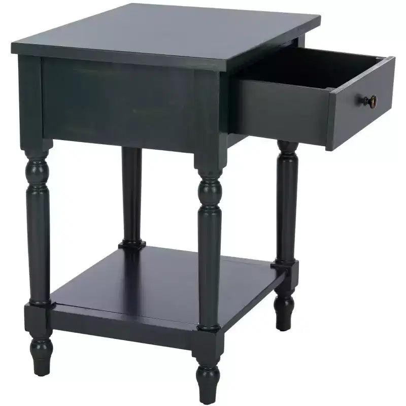 Table de chevet avec tiroir de rangement et étagère ouverte – Quincaillerie en alliage de zinc ultra-brillant