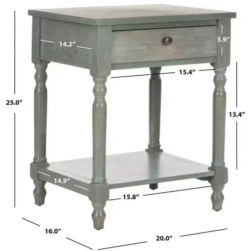 Table de chevet avec tiroir de rangement et étagère ouverte – Quincaillerie en alliage de zinc ultra-brillant